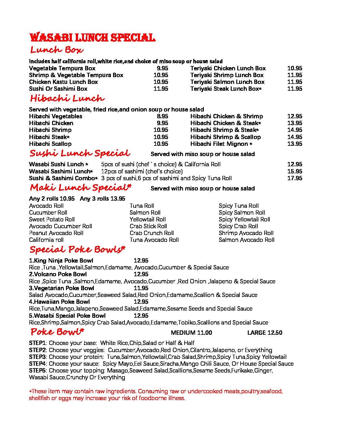 Lunch Menu Wasabi Of Bluffton
